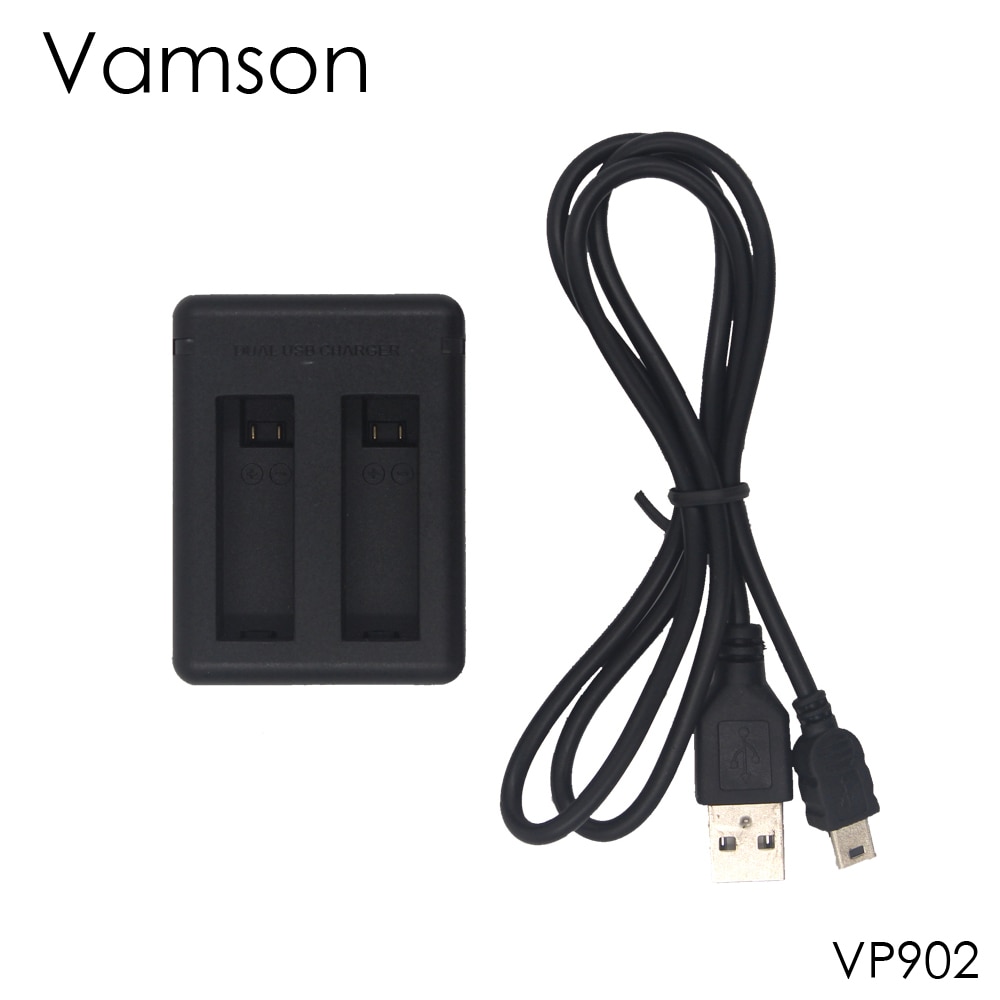 Vamson voor GoPro Accessoires Dual Charger Met Usb-poort Kan Opladen 2pcs AHDBT-401 Li-Ion Batterij Voor Go Pro Hero 4 Camera VP902