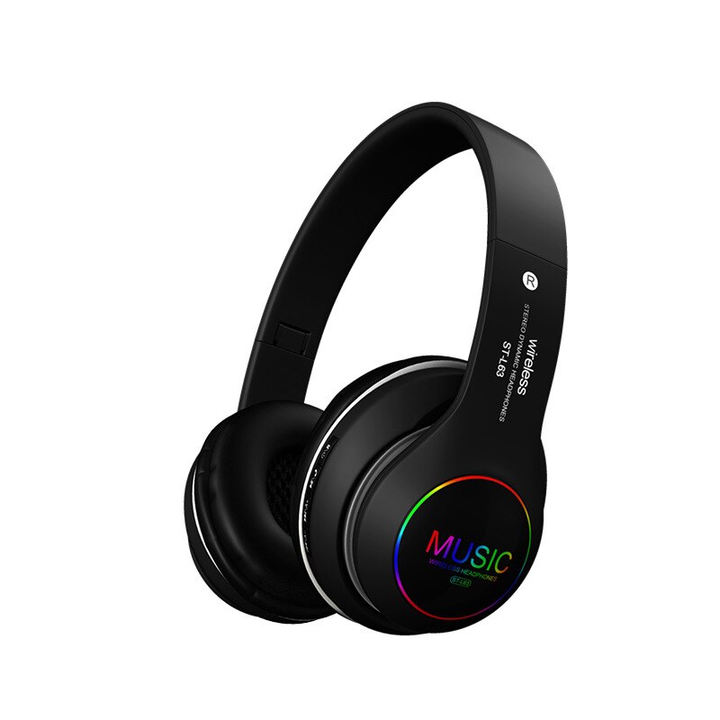 Wireless Bluetooth Headphones Foldable Stereo Gaming Headset Audio Mp3 Adjustable Earphones With Mic Support TF Card LED Bass