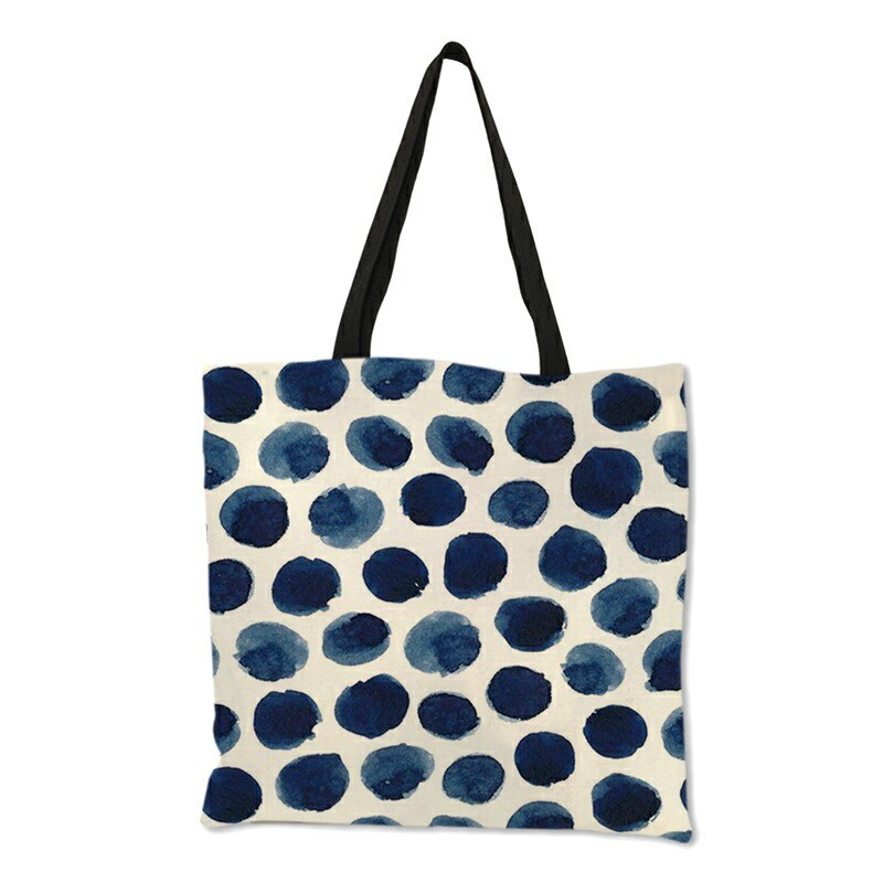 Tote Bag pieghevoli in lino Eco motivo geometrico Dot stampa foglia fresca per borse per la spesa femminili borsa di stoccaggio di grande capacità Bolsa