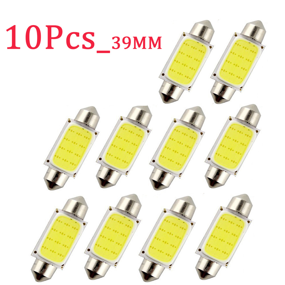10 unids/lote blanco COB C5W bombillas LED 12V 24V coche Auto adorno cúpula luces LED interiores lámpara techo bombilla de lectura 31mm 36mm 39mm 41mm: Beige / Cristal azul