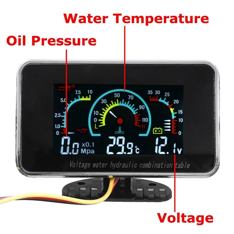 3 in1 lcd digital digital gauge voltmeter / olietryk / vand temp 12-24v universal