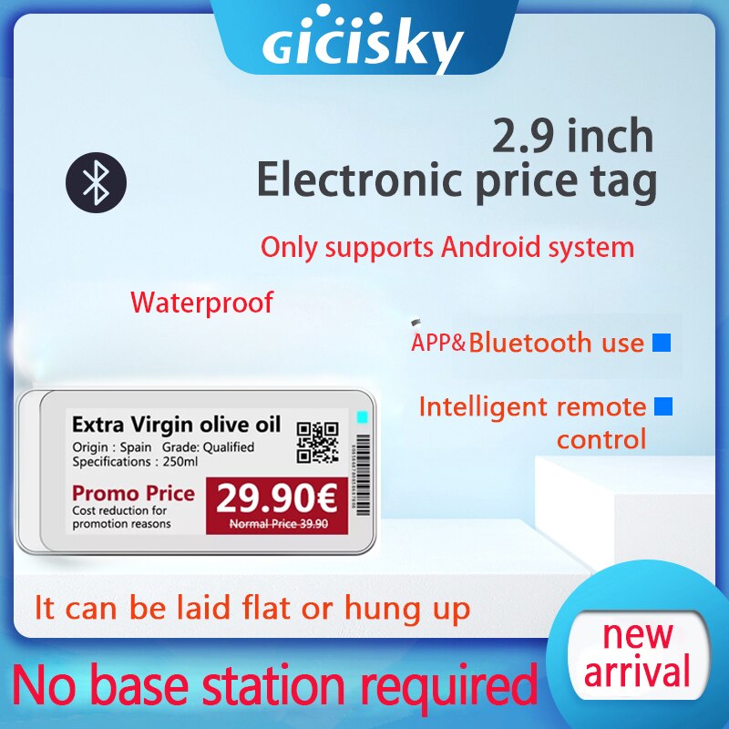 1 pcs 2.9 Inch Electronic Price Tag Epaper Display Card Color Library Warehouse Supermarket Price Refresh Bluetooth Vesion