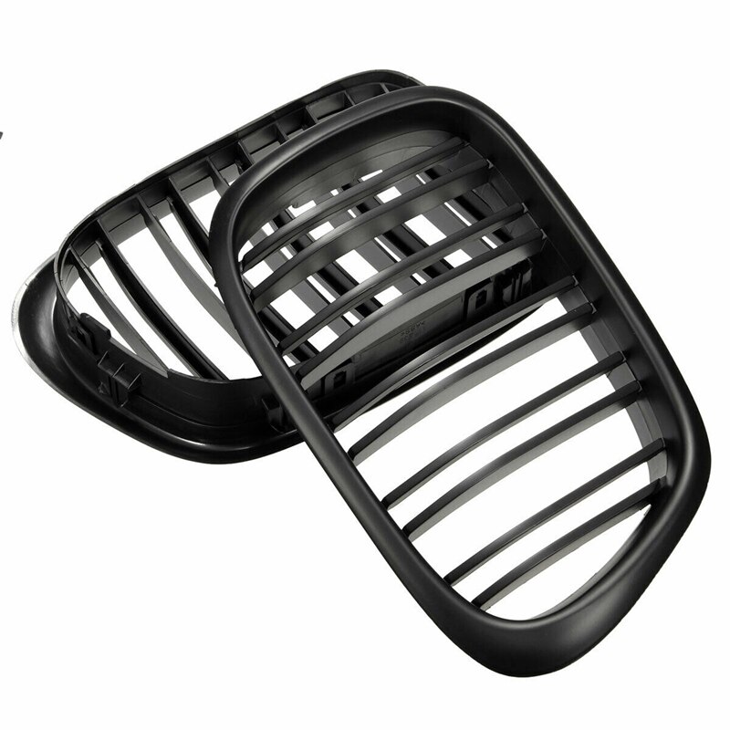 Front Bumper Kidney Grill Replacement Dual Slat Grilles for BMW E39 5 Series 525 528 1995-2004 Matte Black