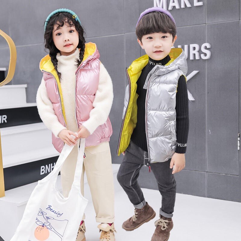 Mädchen Weste Art Weste freundlicher mit kapuze Oberbekleidung Winter Mäntel freundlicher Kleidung Warme Baumwolle Baby Jungen Für ändern 3-10 jahre alt