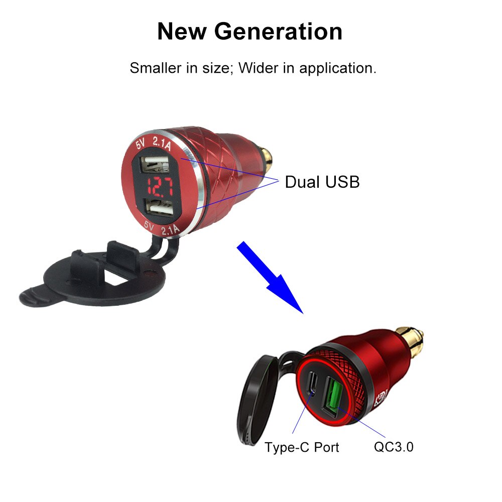 Cargador rápido portátil para motocicleta, adaptador QC3.0 Din a USB para BMW Triumph Tiger 800 XC Ducati