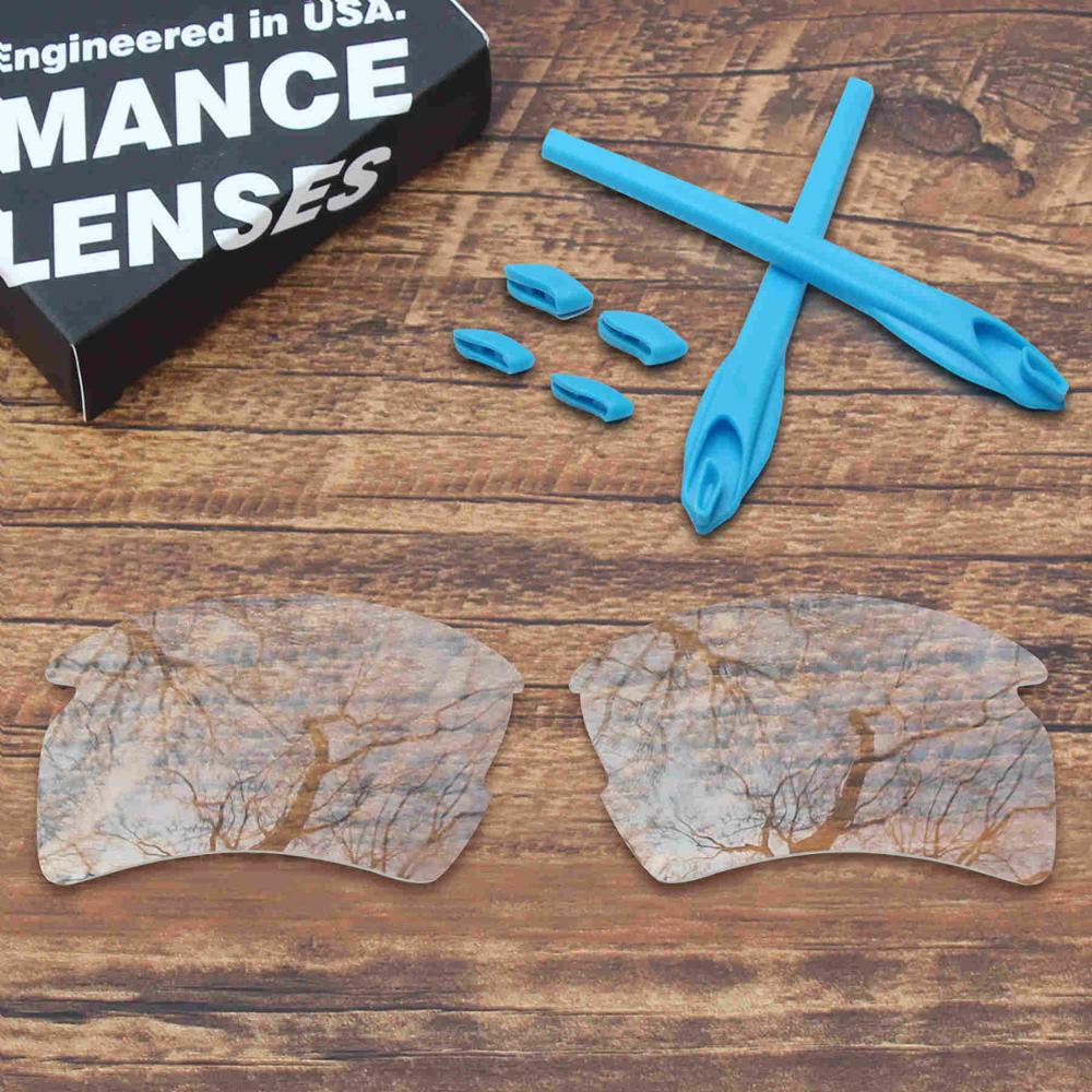 ToughAsNails Polarized Replacement Lenses & Sky Blue Rubber Kit for Oakley Flak 2.0 XL Sunglasses: Clear and Sky Blue
