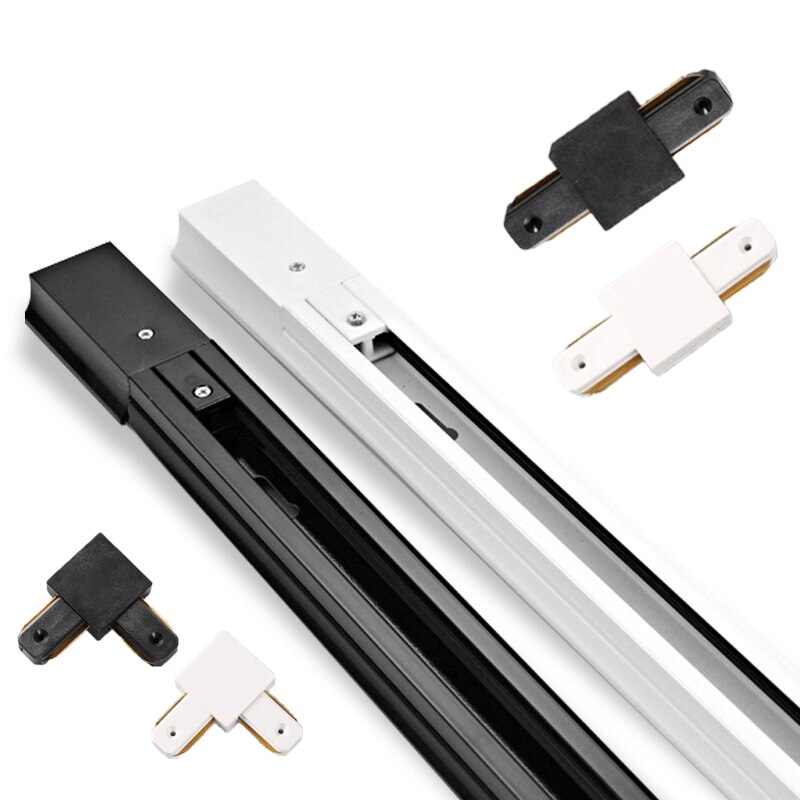 Black/white 0.5M 1M Led Track Rail 220V Aluminum Led Track Light Rails Straight/L Shape Connectors for Track Rail Spotlight