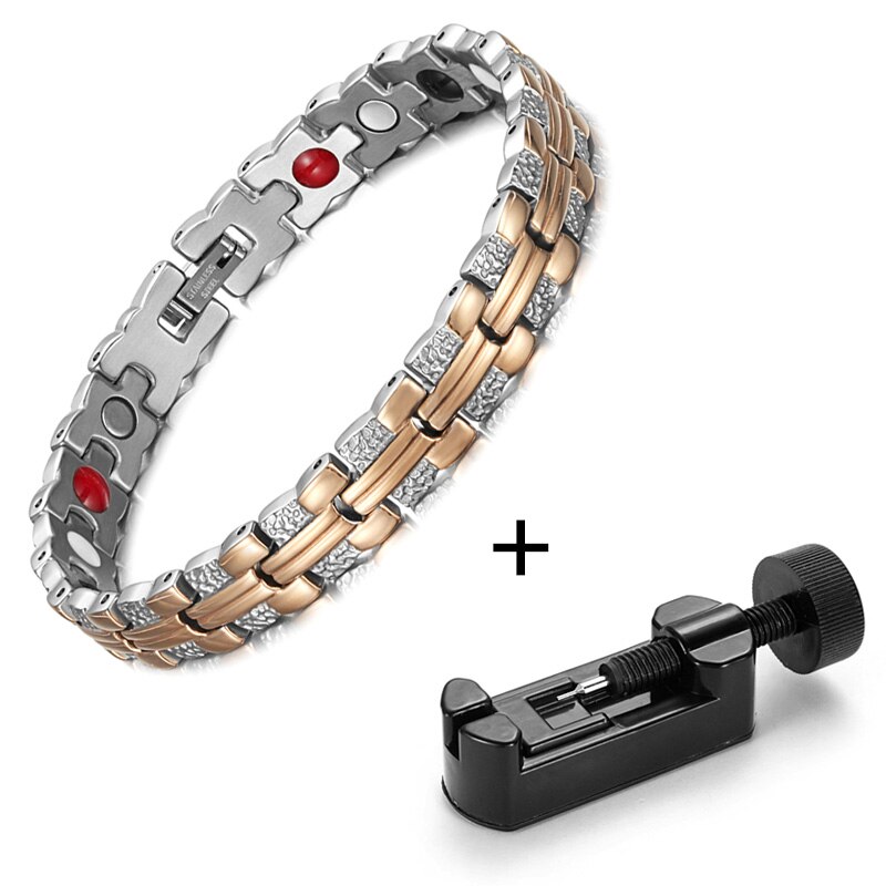 Rainso Trendy Bracelet Healing Magnetic Bracelet for Lady 4 Health Care Elements(Magnetic,FIR,Germanium,Negative ion) Hand Chain: bracelet with tool