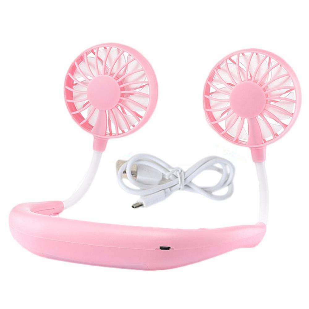 USB Portable Fan Hands Free Hanging Neck Fan Rechargeable Mini Sports Fans Mini 3 Speed Adjustable For Home Office