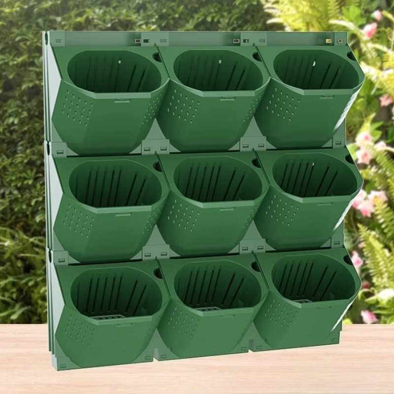 Vertikal stereoskopisk plantekasse grønn plantevegg plast blomsterpottebeholder veggmontert kompositt plantetrau
