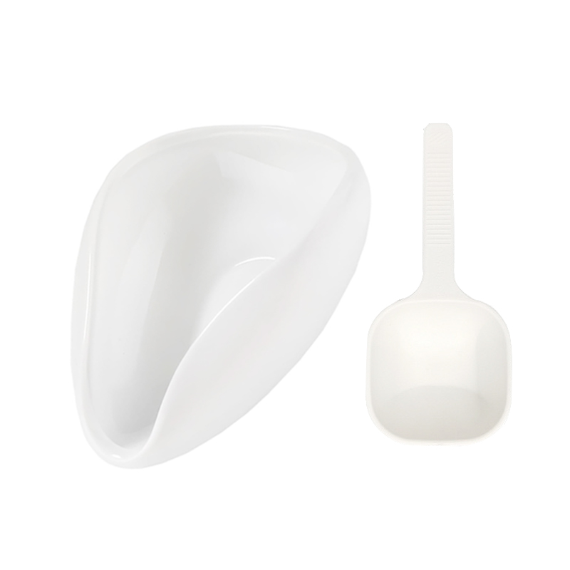 Flymuyu doseringskopp och skedset för kaffebönor, doseringskärl i keramik för mätning av kaffe eller te, espressotillbehör: Ljusgrå