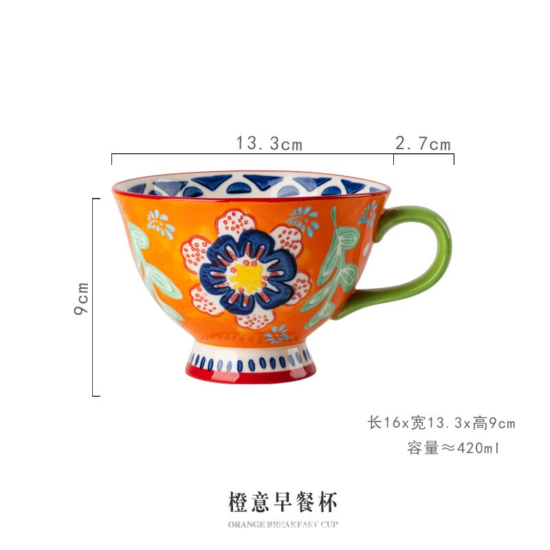 Taza de cerámica grande para desayuno, taza para leche,: A001