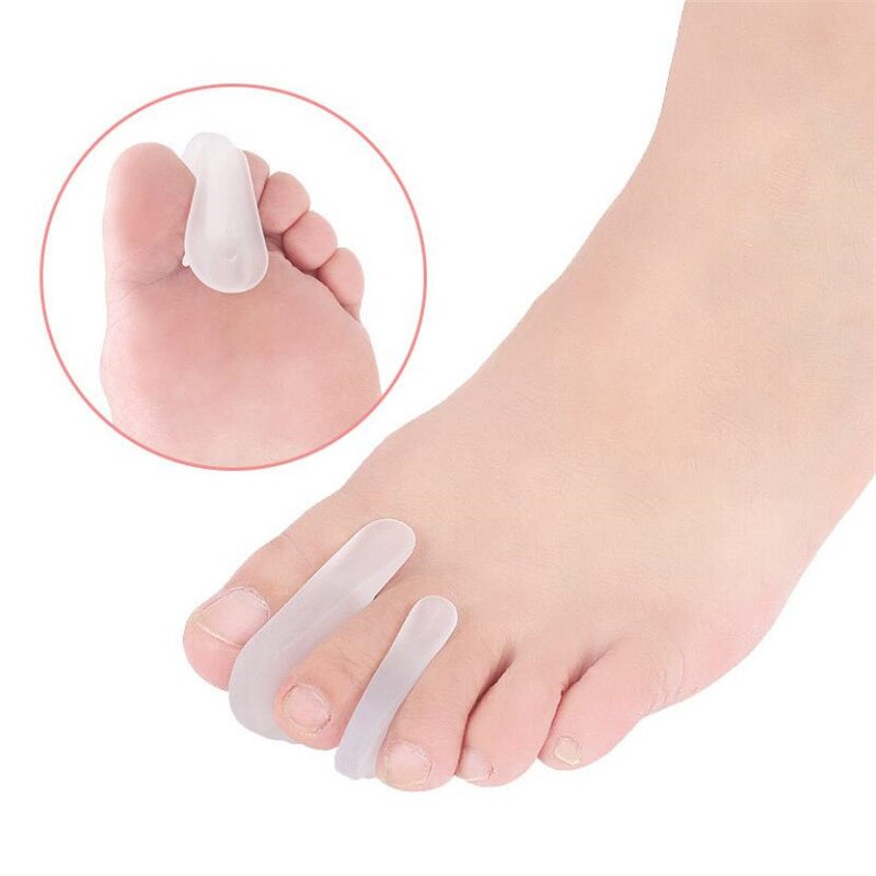 Corrector ortopédico de silicona para el pulgar, separador de dedos de los pies, herramientas para el cuidado de los pies, 2 tamaños, 1 par