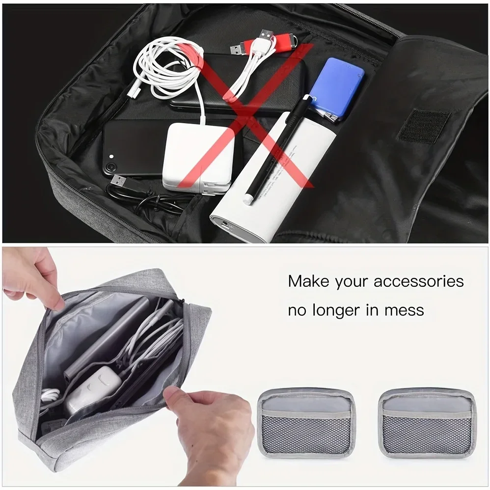 Wasserdichte Aufbewahrungstasche für digitales Zubehör, große Kapazität, tragbare Reise-Organizer-Tasche für Mobiltelefone, USB-Kabelband