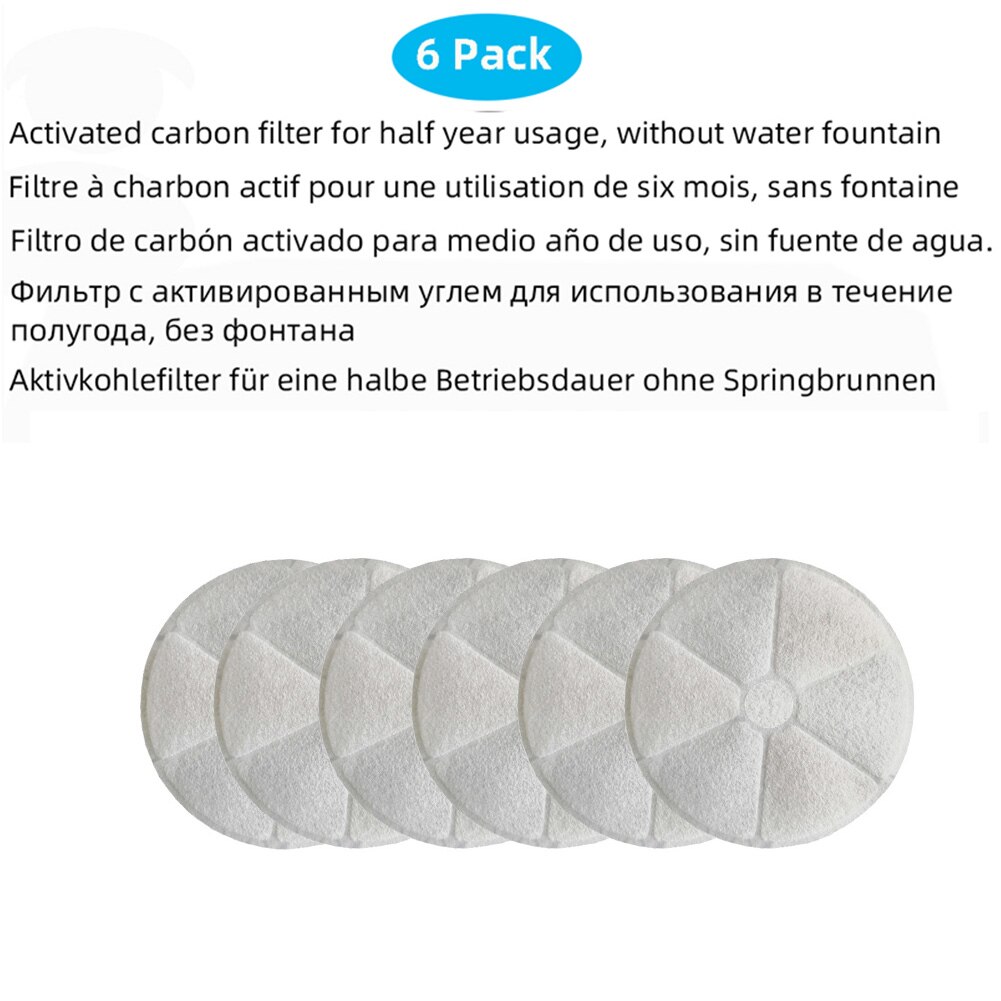 3L Automatic Cat Water Fountain Drinking with View Window Super Quiet Pet Water Dispenser 2 Water Modes Anti-Dry Protection: 6pcs filters