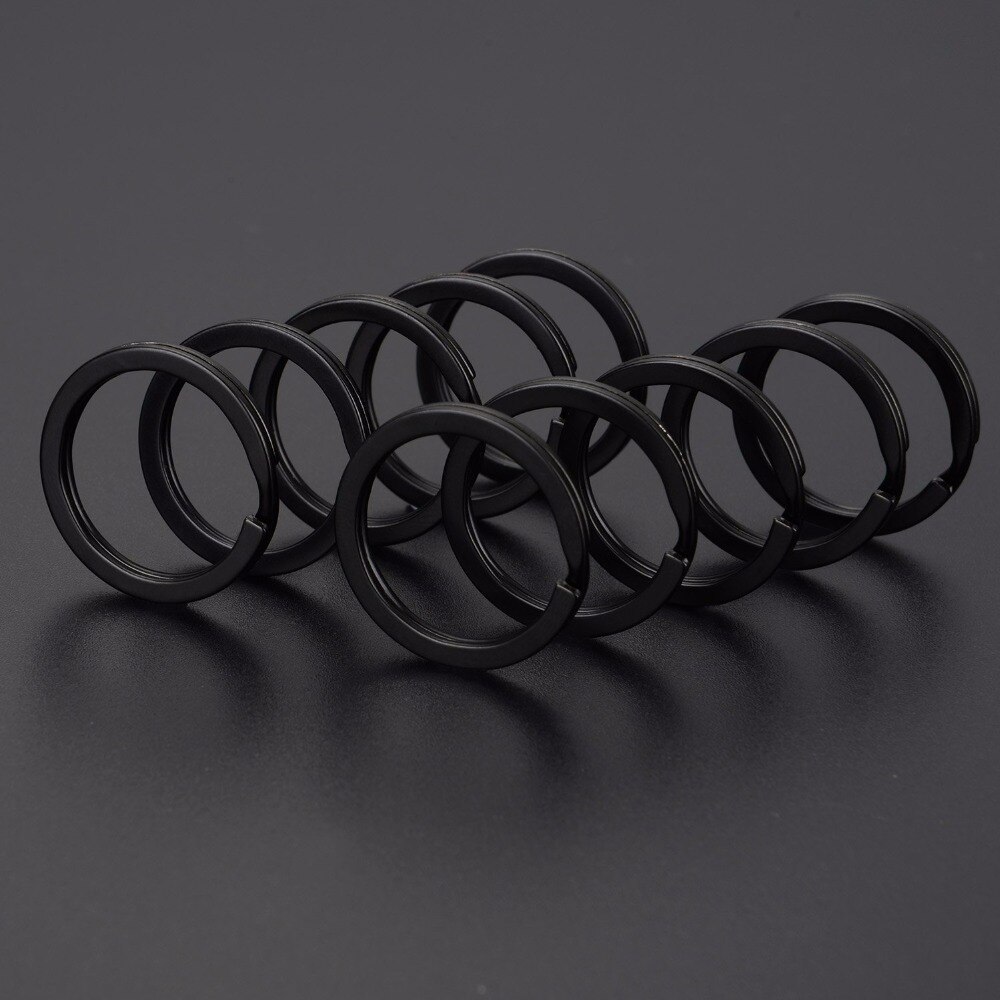 100 stücke Schlüssel Ringe Metall Split Ringe Flache Schlüssel Ketten Ringe Schwarz Silber 25mm 32mm: Black / 25mm