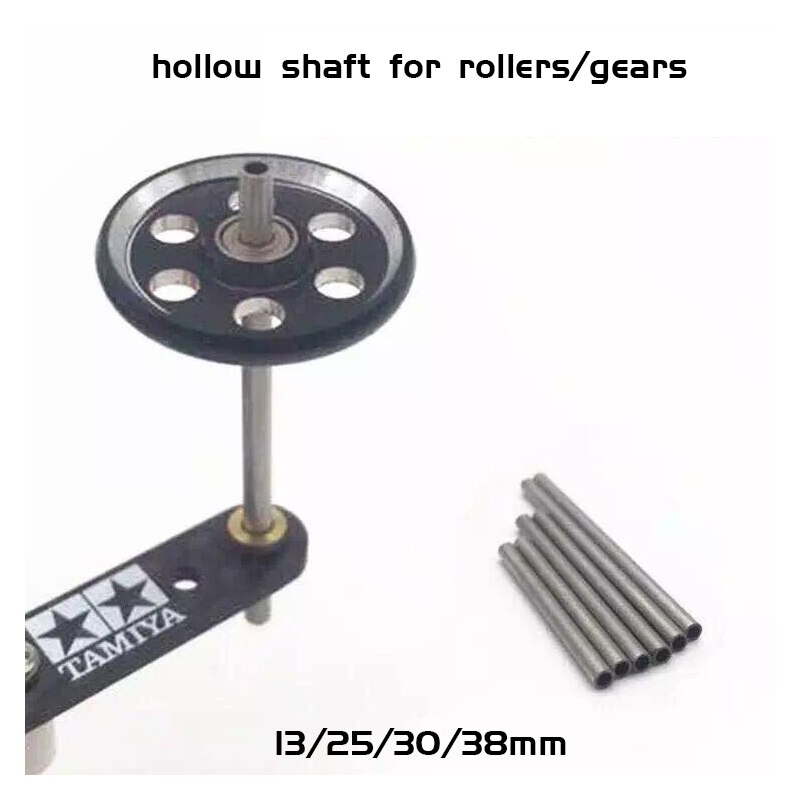 Hausgemachte mini 4wd 2 stücke Guide Roller Welle 2mm Hohl Motor Welle 13/25/30/38mm Für Tamiya Mini 4WD 1/32 skala modell Auto