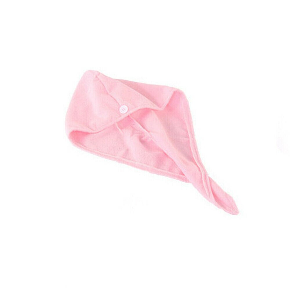 Toalla de secado de pelo de microfibra, turbante para la cabeza, gorro para moño, para la ducha, Color sólido: Rosa