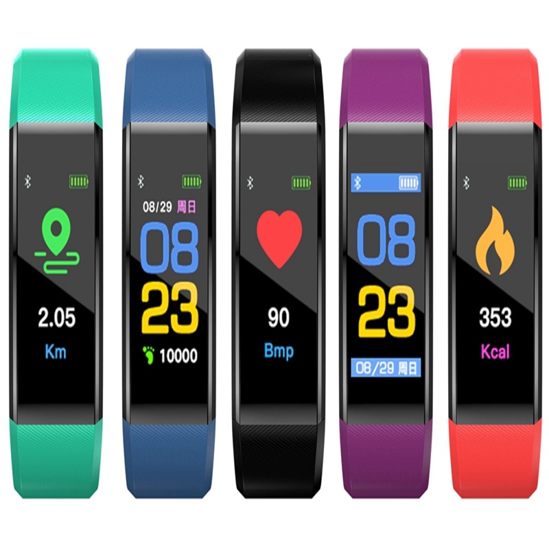 Heart Rate Fit Bit Smart Band Bracelet Watch 115 plus with Step Calories Mileage Blood Pressure Sleep Monitoring