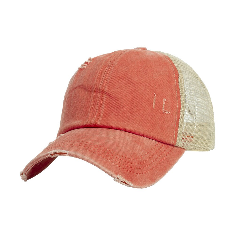 Verano coleta mujer gorra de béisbol entrecruzado al aire libre deporte ajustable gorra xr: Rosa