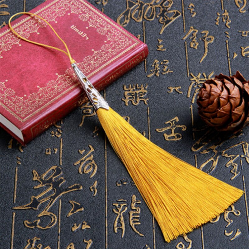 Tee itse 2 kpl sileä pystysuora pitkä tupsu riipus korvakorut korut tarvikkeet 13cm askartelu: Syvänkeltainen   -2 kpl