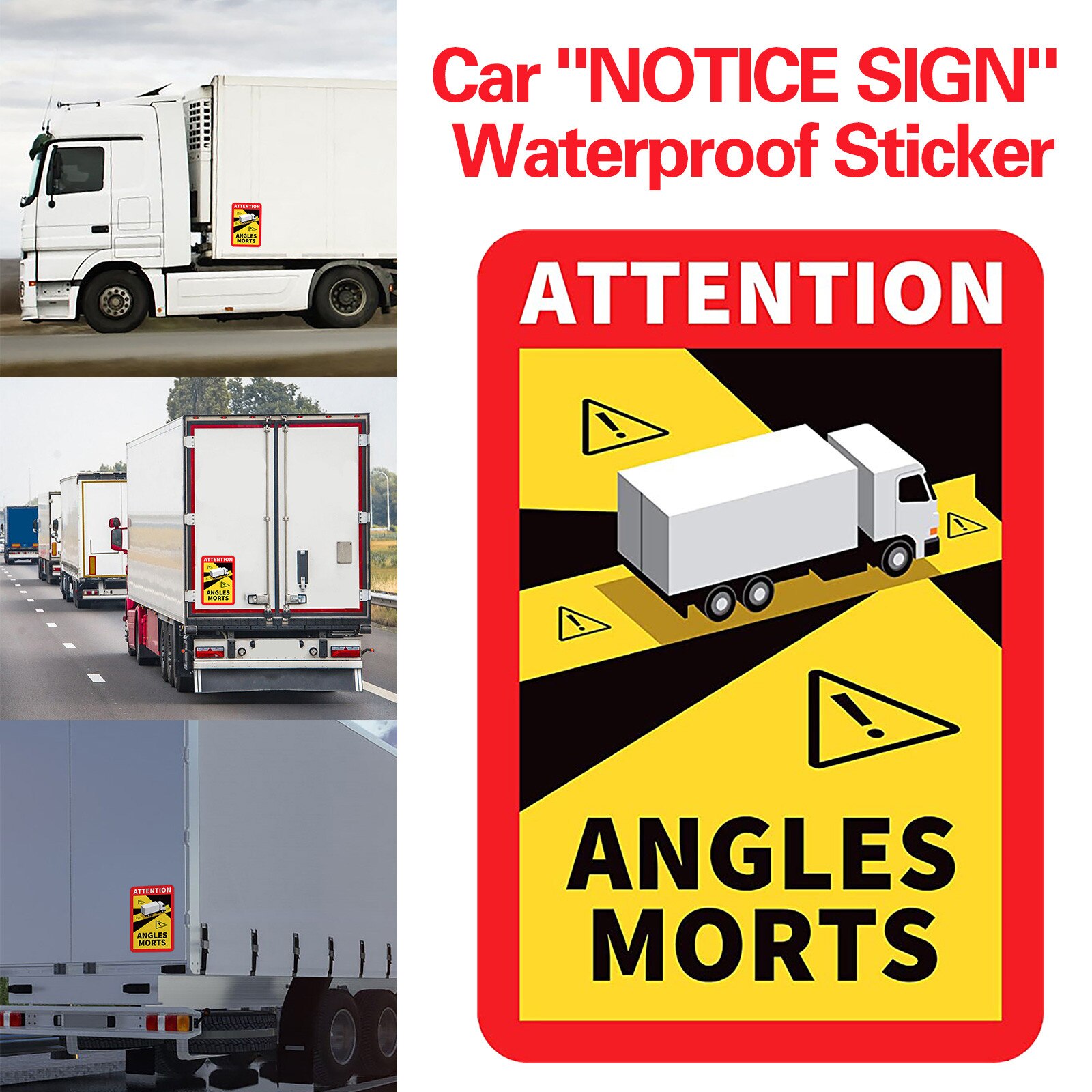 Dead angles on heavy vehicles Waterproof sticker - L.170 x H.250 Blind Spot Sticker on Heavy Vehicles with additional protection
