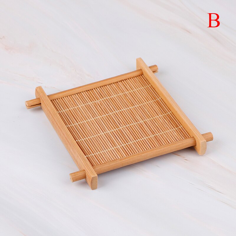 Mini Handmade Bamboo Cup Mat Coffee Cups Drinks Kung Fu Tea Accessories Table Placemats Coaster Kitchen Product Mug Pads 2 Sizes: 12X 12cm