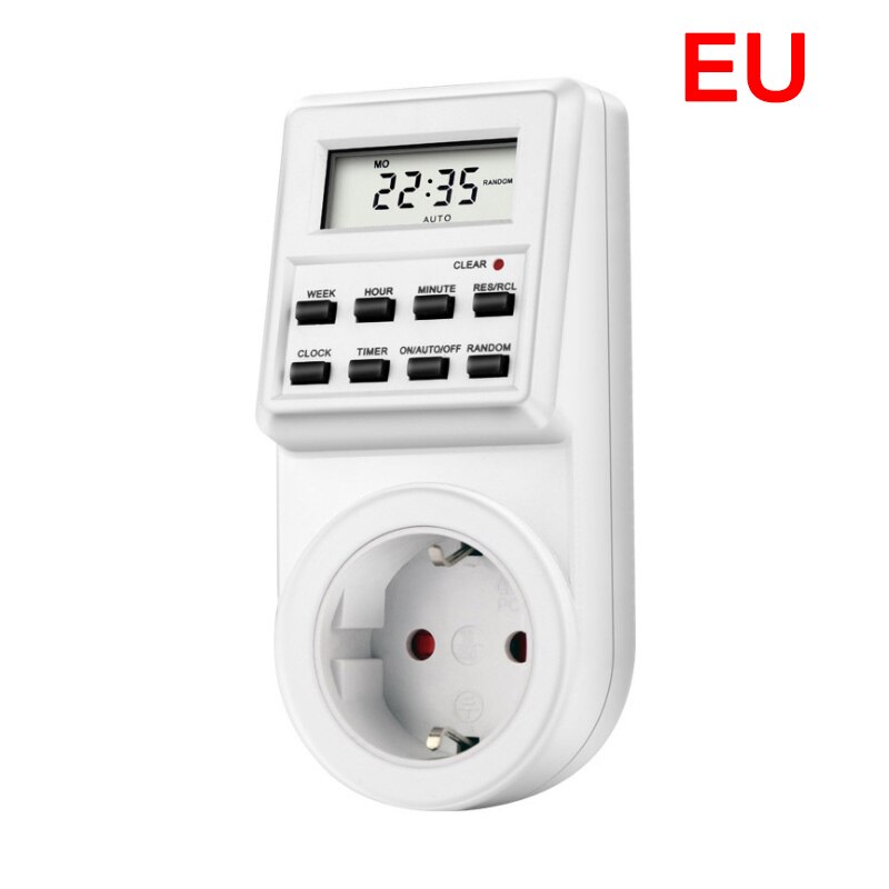EUPlug Digital Weekly Programmable Electrical Wall Plug-in Power Socket Timer Switch Outlet Time Clock AC 220V 110V UK US FR BR