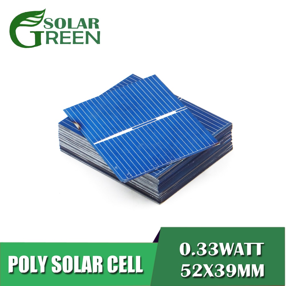 100 stks/partij Zonnepaneel Painel Cellen DIY Oplader Polykristallijn Silicium Sunpower Zonne Bord 52X39mm 0.5 V 0.33 W