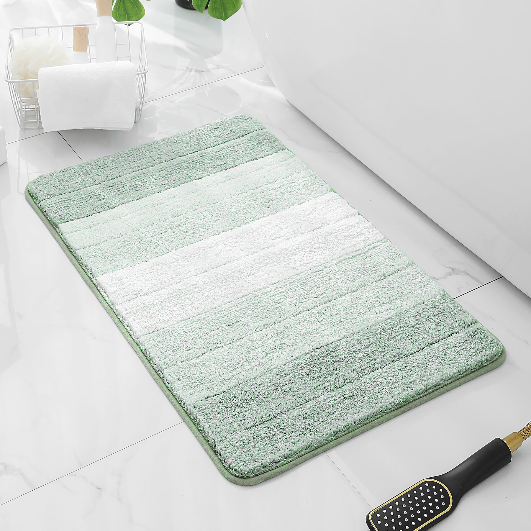 Alfombra de baño gris oscuro, alfombrilla de baño moderna, alfombrilla interior de absorción antideslizante, adecuada para decoración de ducha, alfombrilla de cocina: 180 x 210 cm / Verde