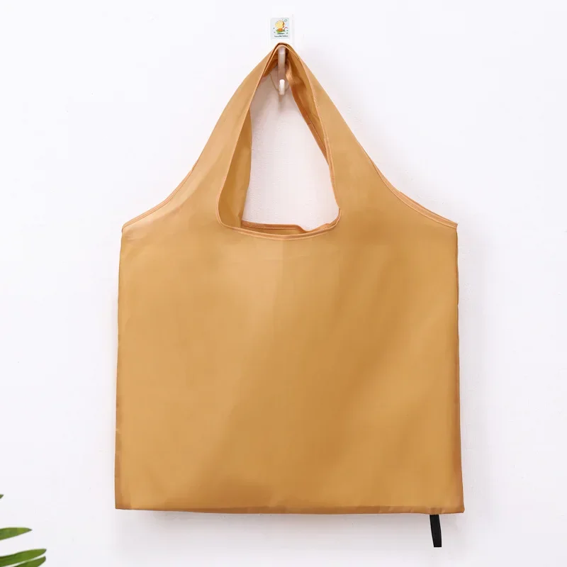 Foldable Shopping Bag Reusable Travel Grocery Bag Eco-Friendly One Shoulder Handbag for Travel Solid Color Supermarket Tote Bags
