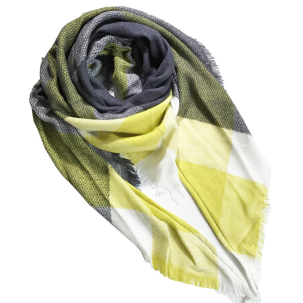& Plaid Blanket Scarf Women Big Square Long Scarves Warm Tartan Checked Shaw Classic Tassel Plaid Scarf Winter Neck Warmer