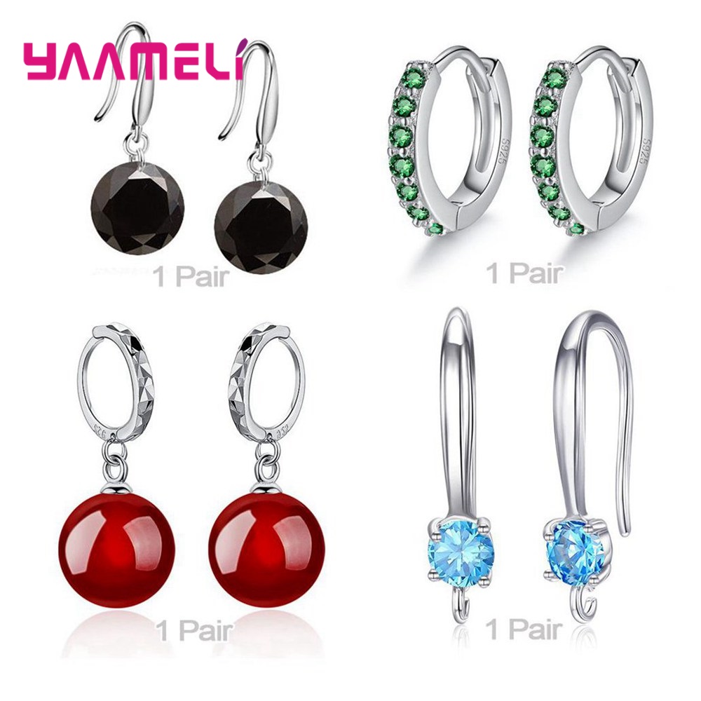 Trendy Vrouwen Oorbellen Echt 925 Sterling Zilver Natuurlijke Kristal Parel Party Accessoires 4 Paar Gemengde Sieraden