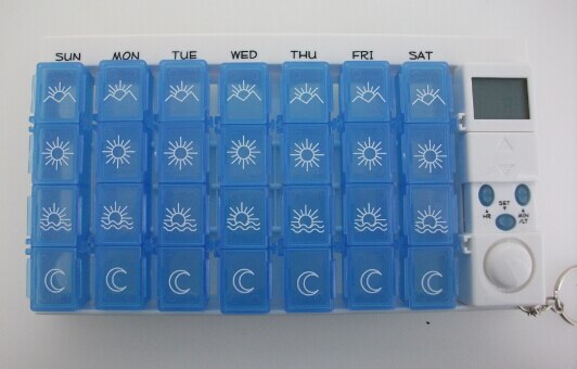 Elektronisk pillepåmindelsesarrangør splitter 7 dage ugentlig digital pilleboks timer pilleetui med alarmmedicinbeholder
