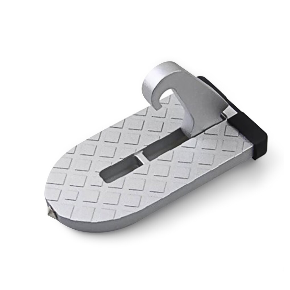 Foldable Car Roof Rack Step Car Door Step Multifunction Universal Latch Hook Auxiliary Foot Pedal Emergency Window Breaker: C Silver