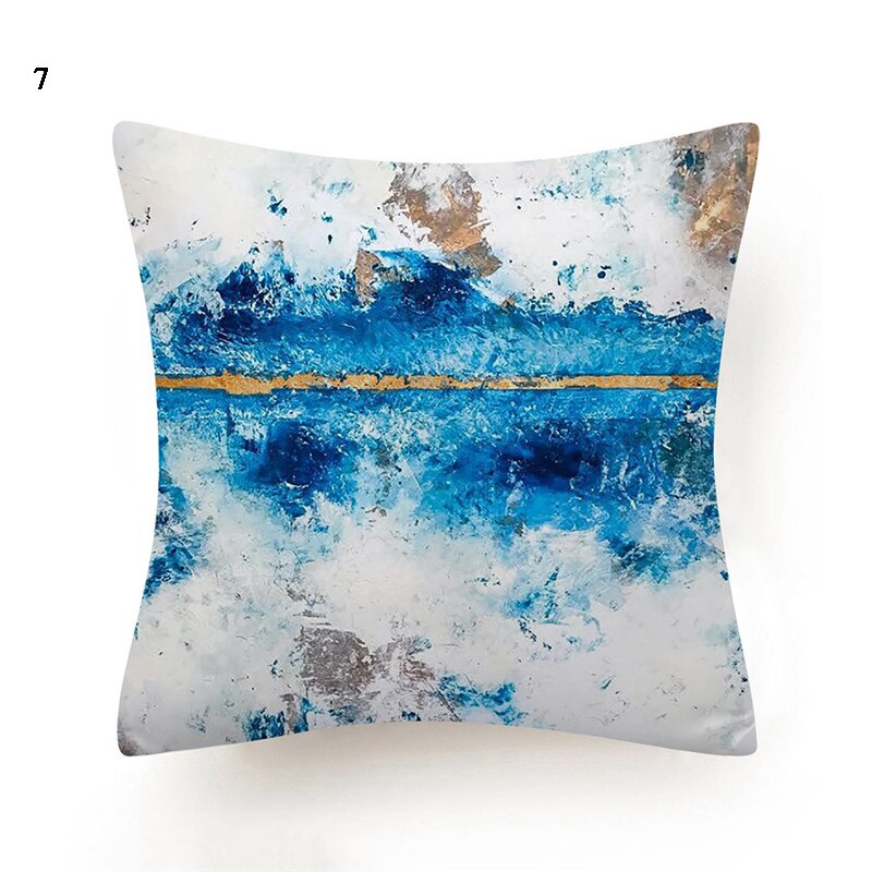 Gouden marmeren print kunst kussenhoes marineblauwe kussensloop voor bank retro marmer geometrische zee oceaan turquoise sierkussen: 7