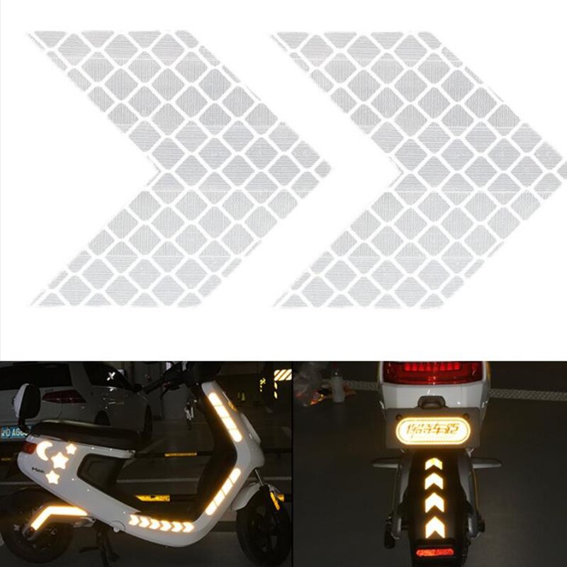 10 Pcs Car Reflective Sticker Warning Arrows Decoration Decals Car Motorcycle Tail Bar Bumper Sticker for Traffic Safety Mark