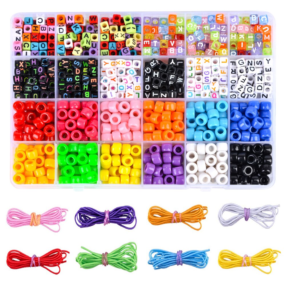 1 sett bokstavperler sett smykkeperler sett glassfrøperler akrylbokstavperler passer til gjør-det-selv-smykker å lage armbånd halskjede rekvisita: Lys gul
