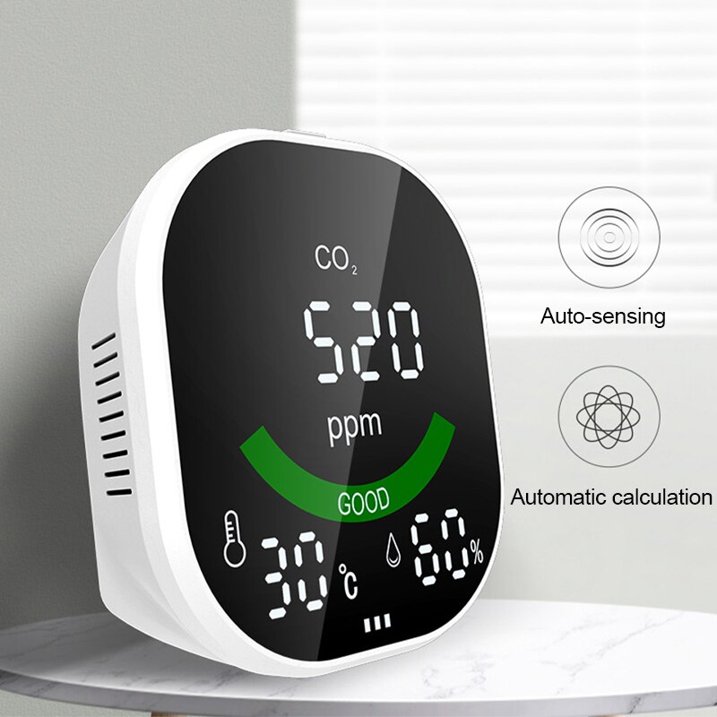 Portable Air Monitor Temperature Humidity Tester CO2 Detector Classrooms Restaurants CO2 Monitor Infrared NDIR Detector