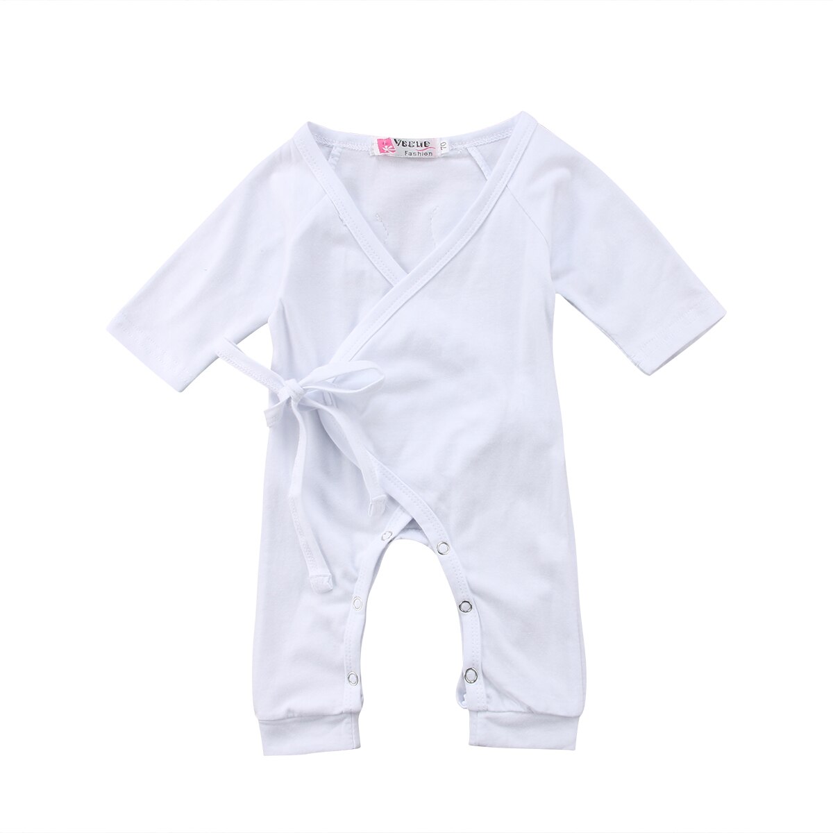 Newborn Infant Baby Girl Cotton Solid White Gray Romper Jumpsuit Long Sleeves Wings Clothes Cute Autumn Outfit SS