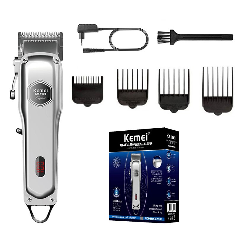 electric hair trimmer metal housing hair clipper beard trimer taper lever hair cutting machine rechargeable haircut: with box