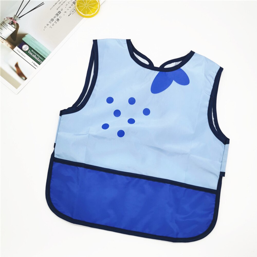 Waterproof Smock Simple Eating Apron Sleeveless Apron Adorable Smock for Children Kids Baby Girls Boys (Blue Free Size Suitable