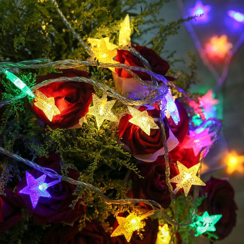 Juldekor utomhus krans julbelysning led fairy string lights 1m 3m 6m luces decoracion ljus ljus år: Stjärna färgglad / 6m 40 ledde