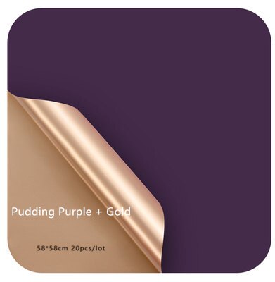 Luxury Gold Reversible Floral Wrapping Paper Waterproof Flower Arrangement Wrapping Paper Party Wrapping Paper Film: Pudding Purple-Gold