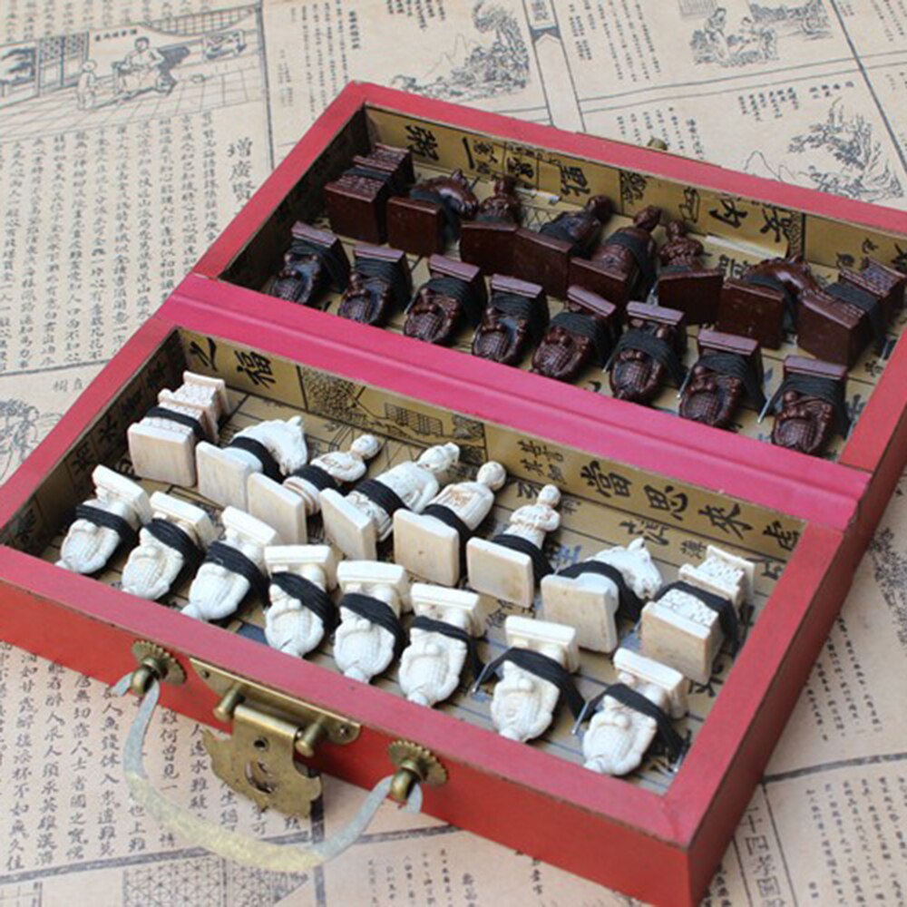 Wooden Chess International Chess Set Terracotta Warriors Chess Pieces Chess Game Christmas for Adult Children Game