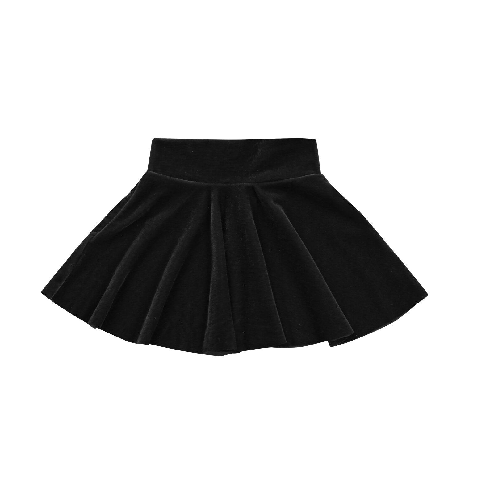 Peuter Infant Baby Meisjes Fluwelen Geplooide Rok Effen Kleur Hoge Taille A-lijn Prinses Mini Rok Lente Herfst Mode Kleding: Black / 12m