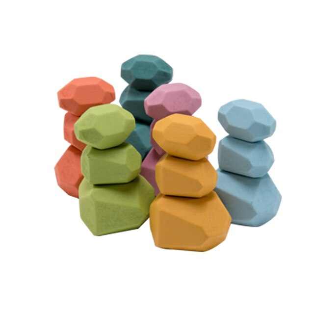 Kinder Montessori Holz Bausteine Set Jenga Farbige Stein Kreative Nordic Stapeln Spiel Regenbogen Holz Spielzeug: 18pcs