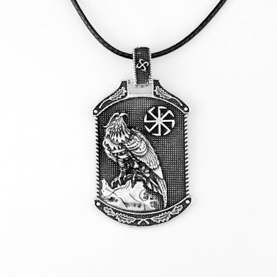 Collar con colgante nórdico vikingo con de águila, amuleto con símbolo eslavo, collar para hombre, de joyería hecho a mano CT686 1 unidad: PU chain