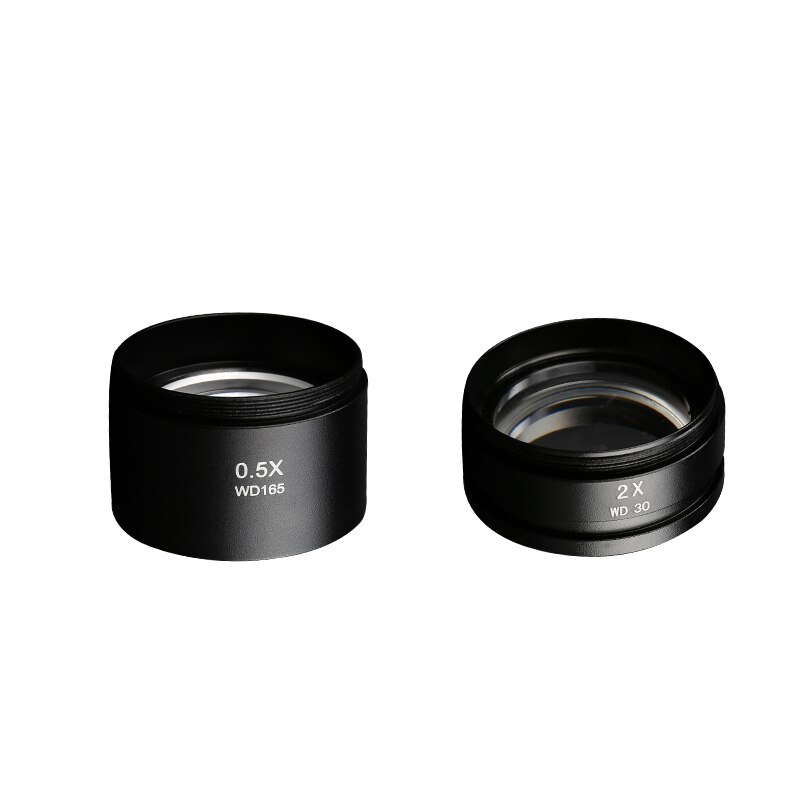 0.3X 0.5X 0.7X 0.75X 1X 1.5X 2.0X Auxiliary Objective Lens for Zoom Stereo Microscope Thread 48mm for trinocular Microscope: 0.5X 2X