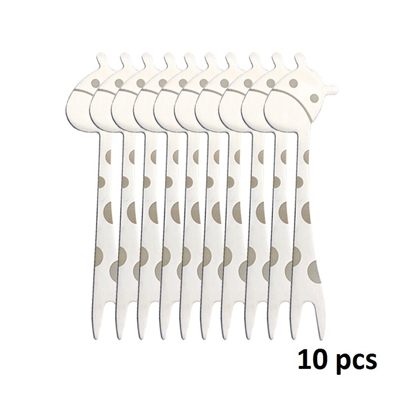 2-10pcs Giraffe Shape Fruit Forks Kitchen Gadgets Food Pick Salad Desert Forks Snack Toothpick Stainless steel Cartoon Tableware: 10pcs